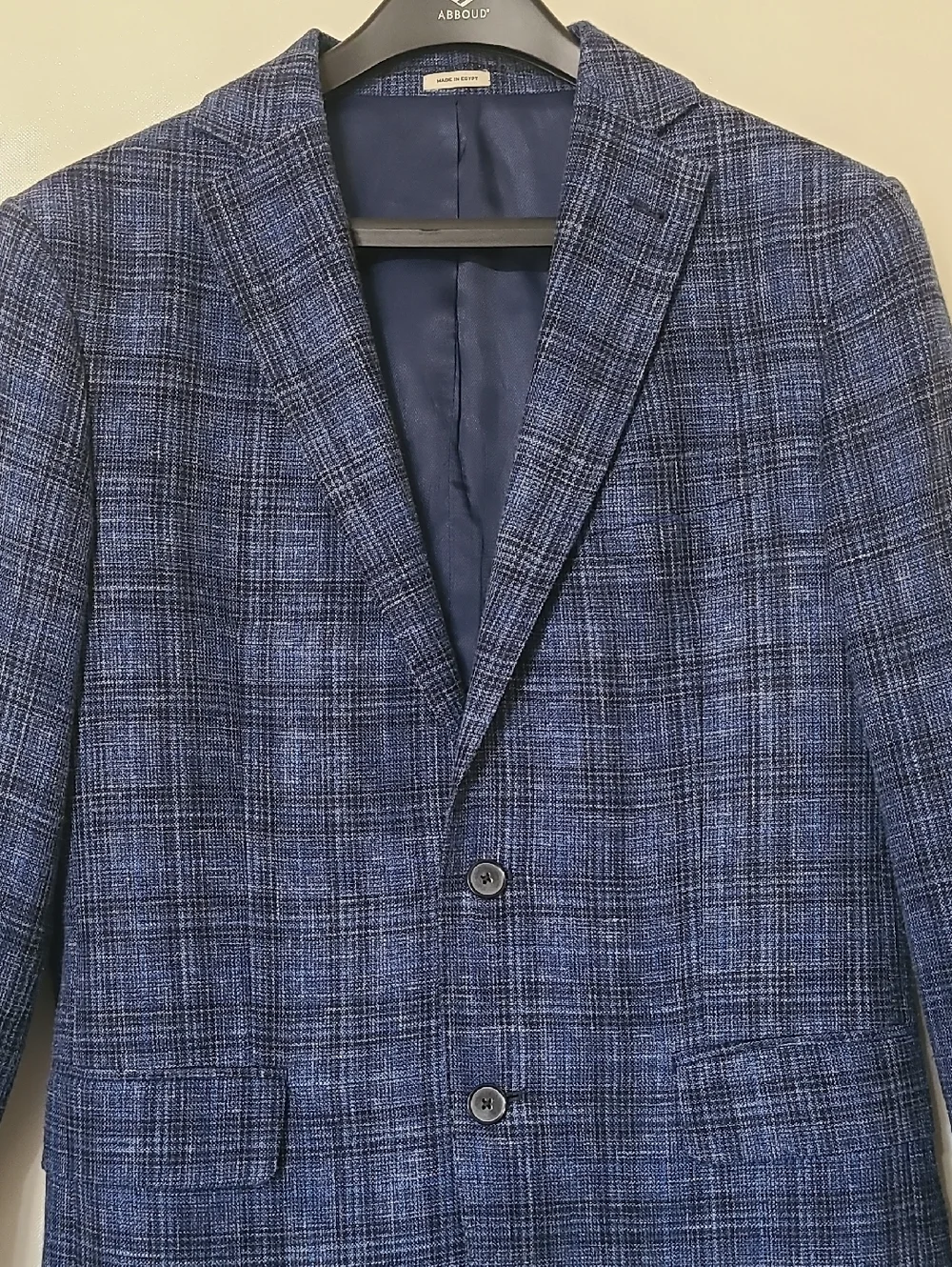 Joseph Abboud Blue Plaid Blazer 2-Button Wool/Linen/Silk Men's Blazer - 38R